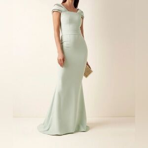 Safiyaa New Crystal Embellished Gown In Mint Green Size US 6